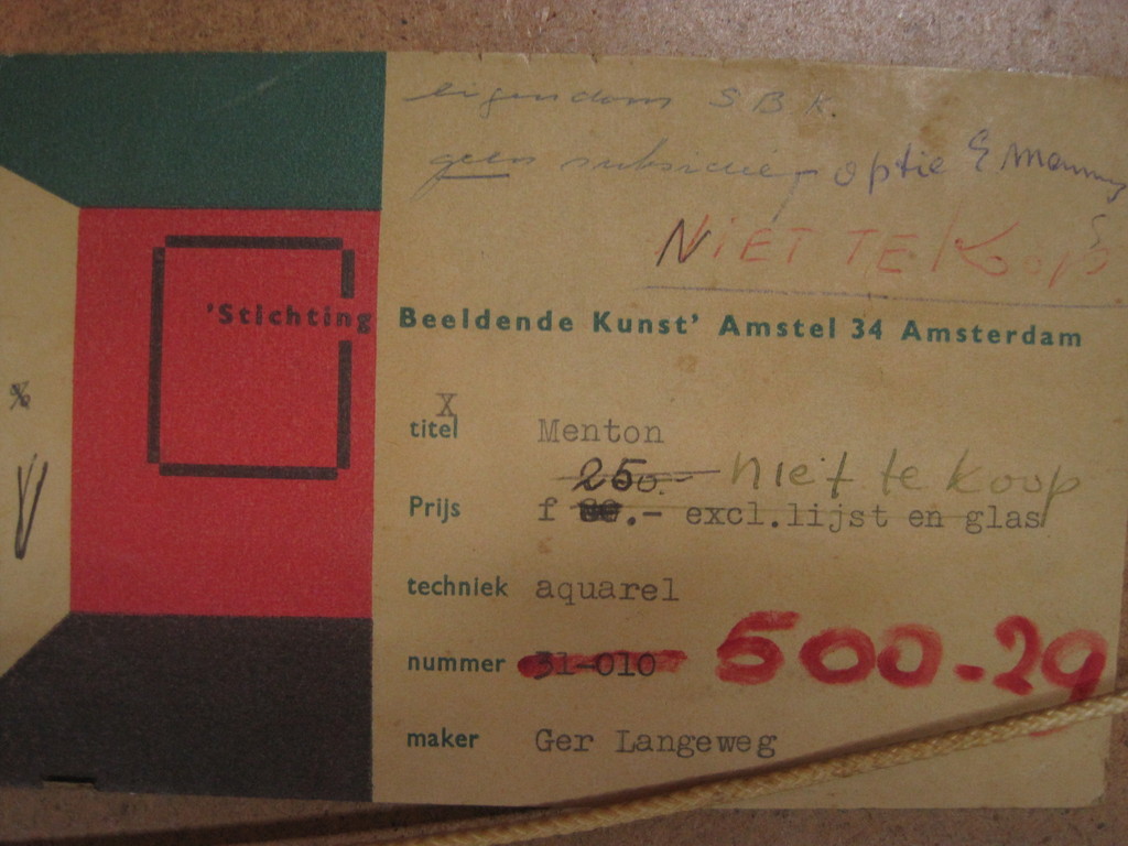 Ger Langeweg 1891-1970 aquarel "Menton" gesigneerd 1950 kopen? Bied vanaf 1!