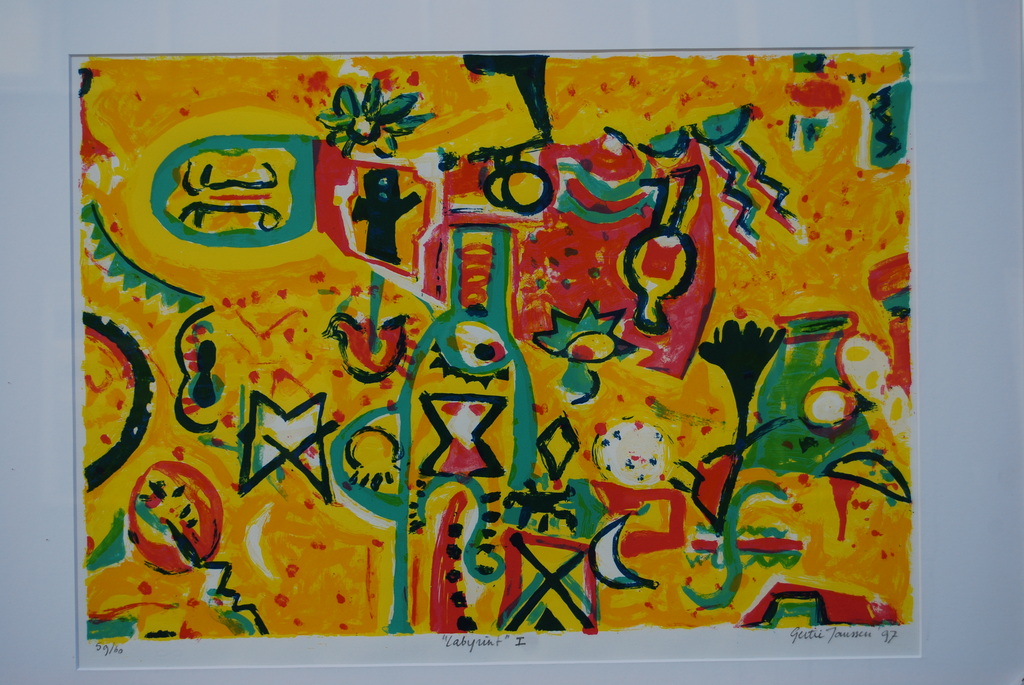 Gertie Janssen  labyrinth I  zeefdruk 59/60  1997 verkocht voor € 65!
