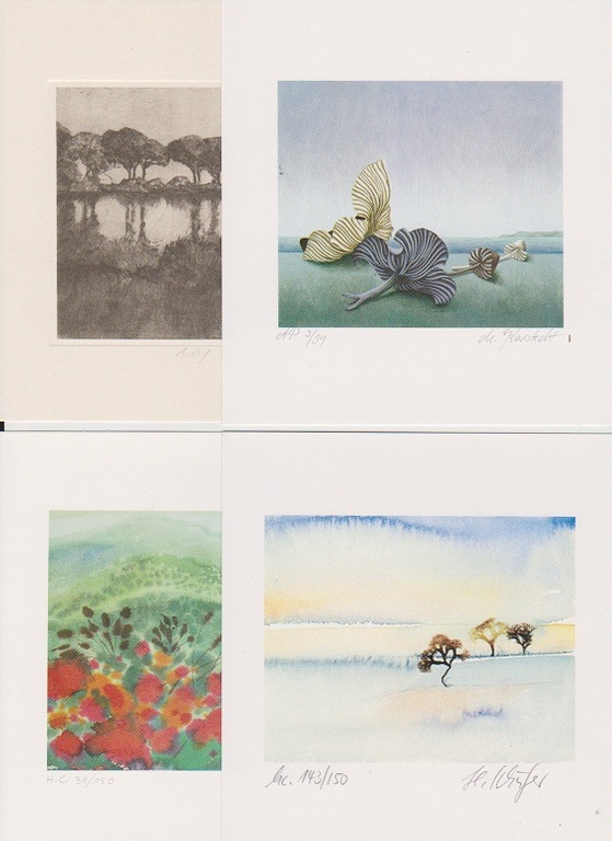 "Artists of the World", o.a. Rolf Meyn: Vier lithografien, Natuur kopen? Bied vanaf 20!