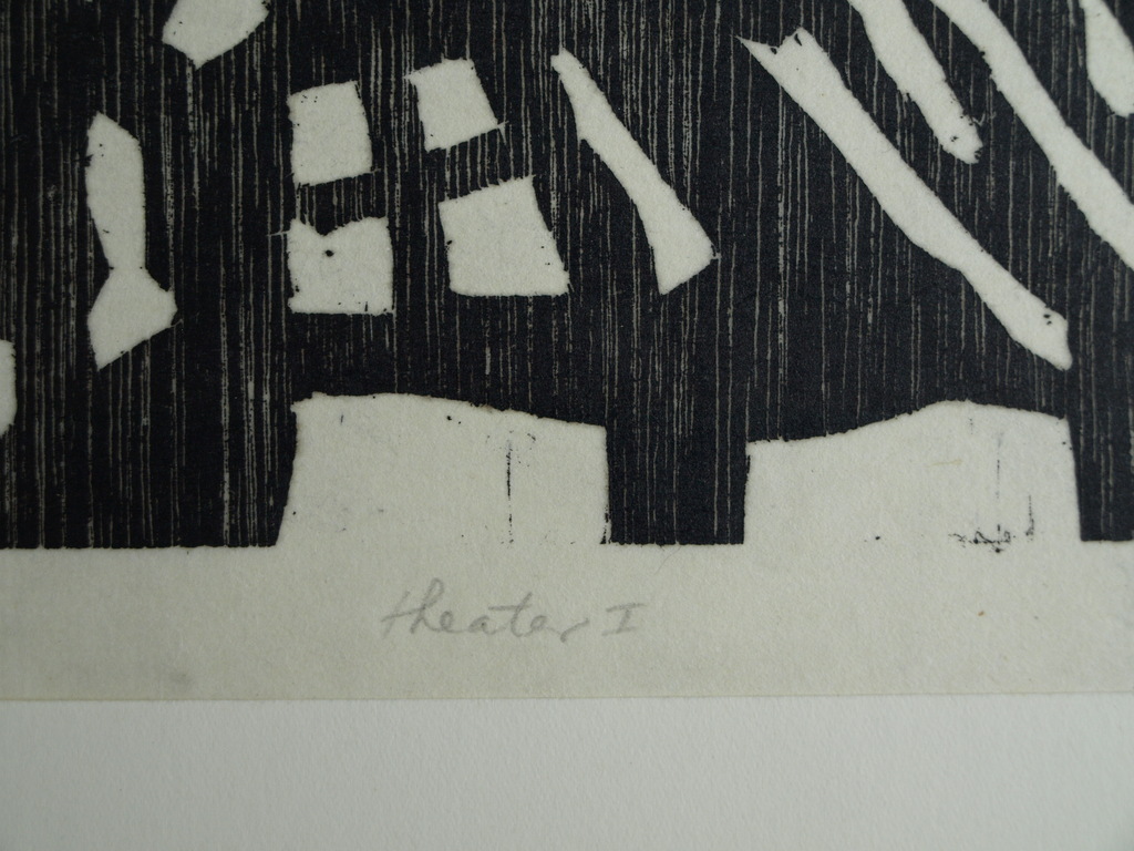 Frits Vanèn :  Houtsnede – Theater I – 1961 – oplage 15 ex. kopen? Bied vanaf 1!