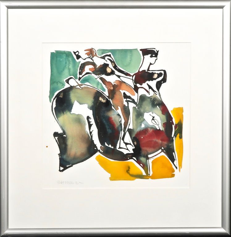 Johan Meeske: Aquarel, Zonder titel - Ingelijst kopen? Bied vanaf 35!