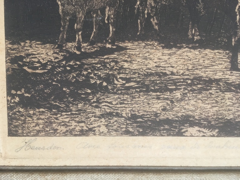 Onbekende kunstenaar - Ets gesigneerd 1944 - Heusden kopen? Bied vanaf 1!