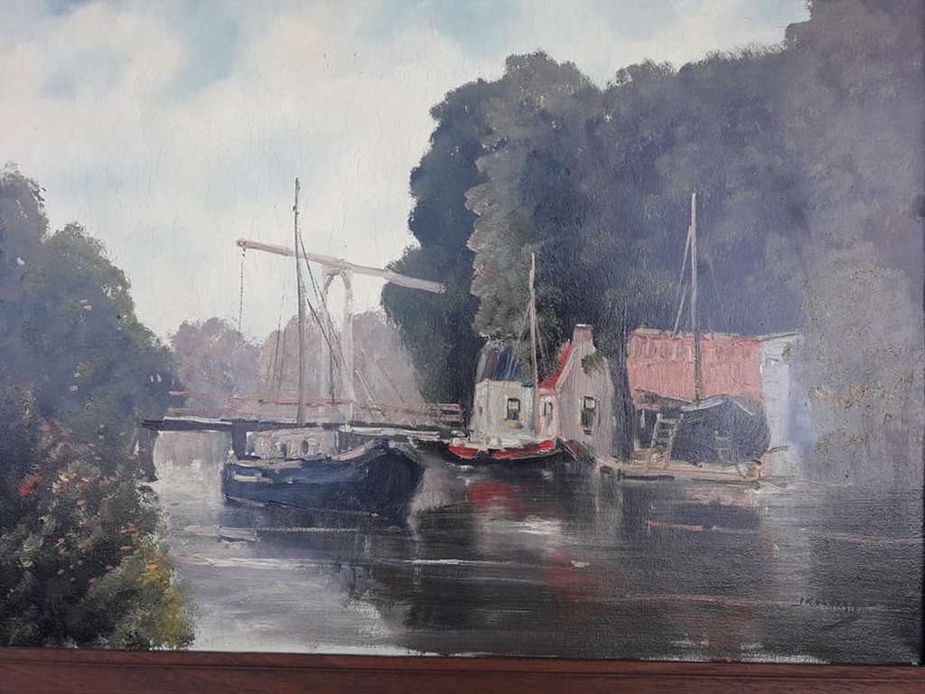 Jan Kelderman, ( 1914 - 1990) Dorpsgezicht Edam. kopen? Bied vanaf 50!