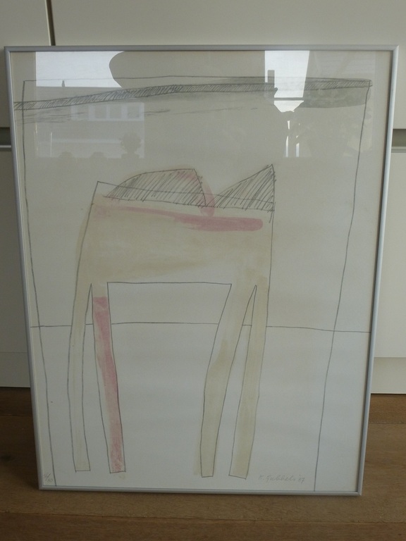Klaas Gubbels, litho: tafel, 1987, handgesigneerd verkocht voor € 132!