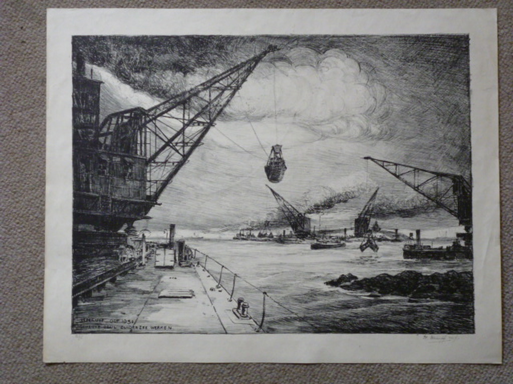 Herman Heuff - litho - Geheime geul Zuiderzeewerken kopen? Bied vanaf 55!