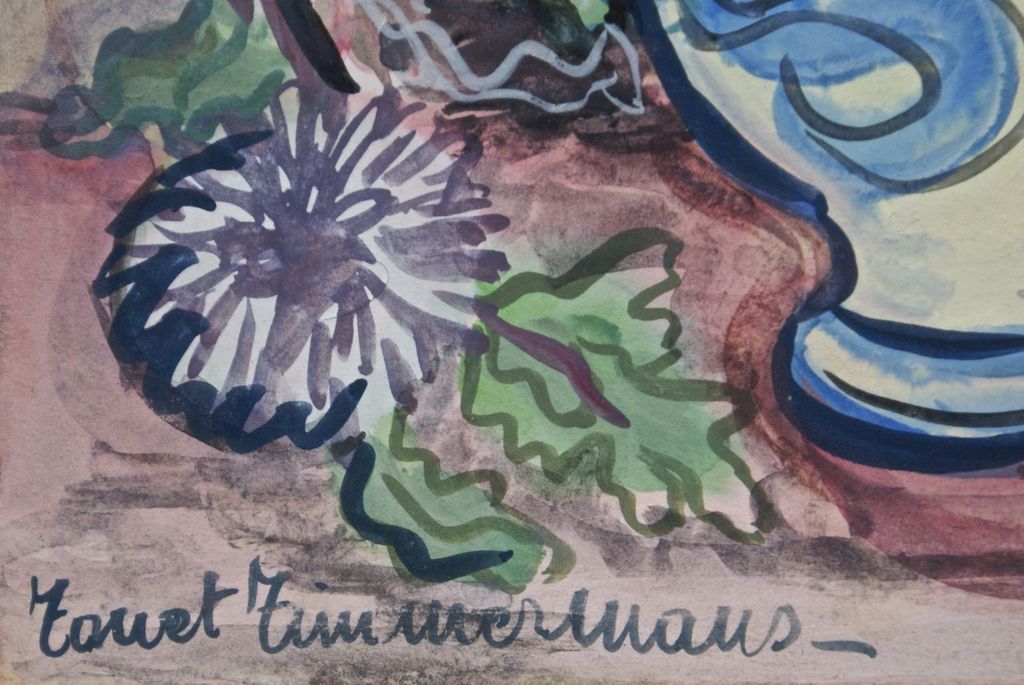 "Bloemen in beschilderde Vaas"  aquarel kopen? Bied vanaf 40!