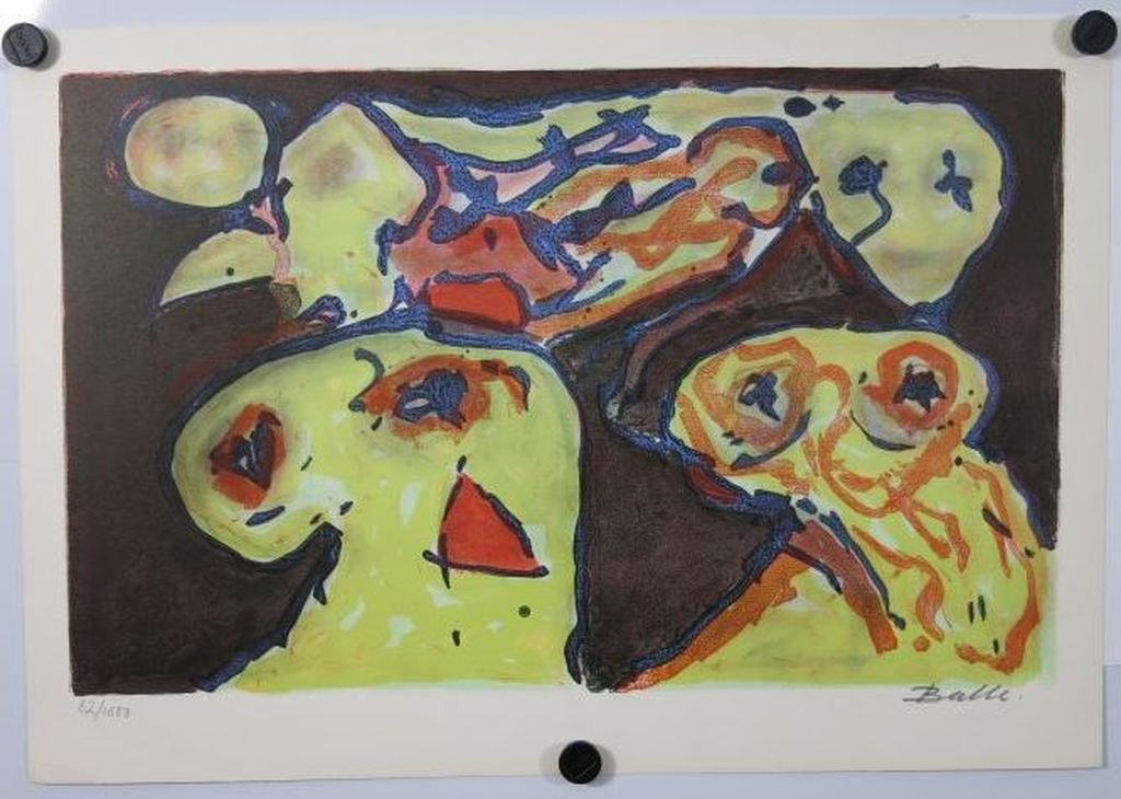 Mogens Balle: Kleurenlitho, Twee figuren (CoBrA) verkocht voor € 121!