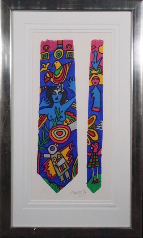 Corneille: Zeefdruk, Stropdas - Ingelijst verkocht voor € 120!