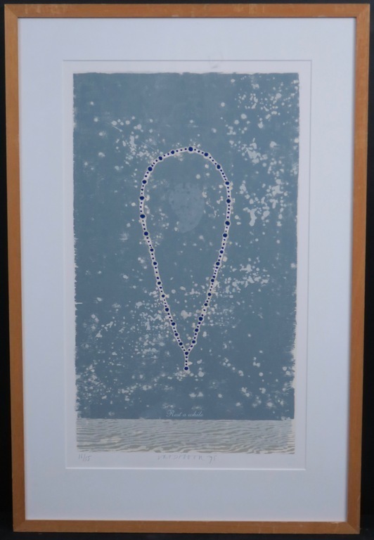 Bert Vredegoor: Zeefdruk, Rest a while - Ingelijst kopen? Bied vanaf 1!