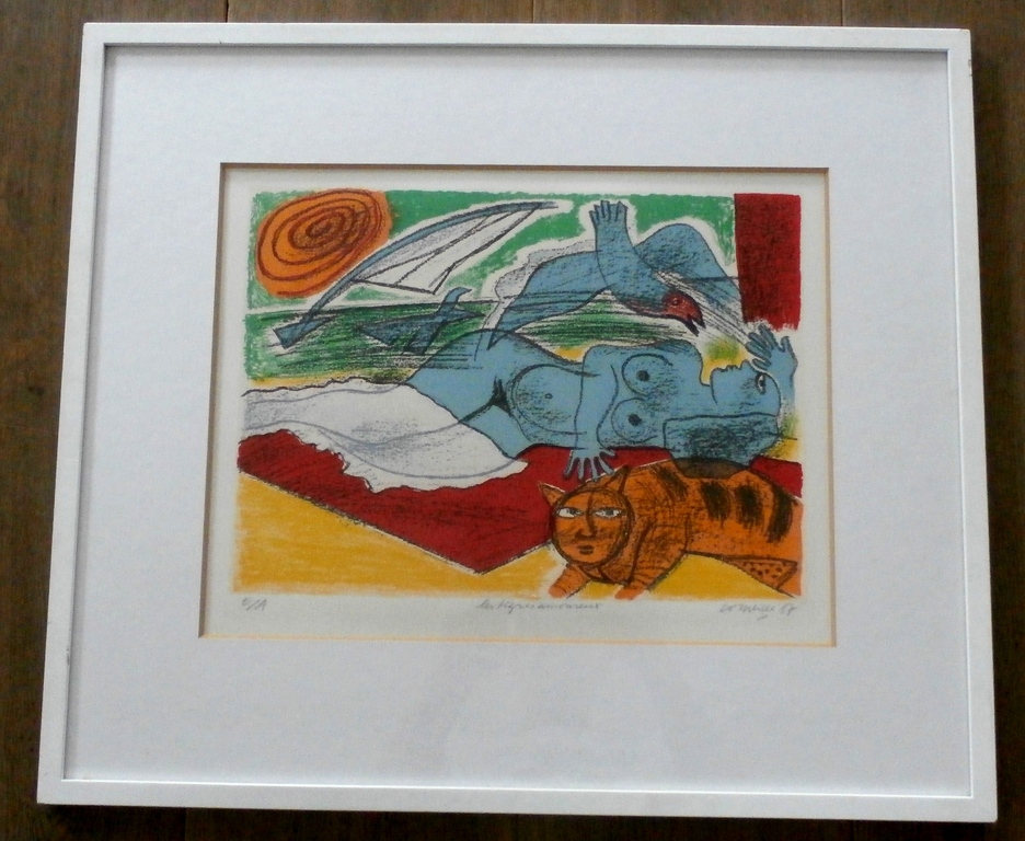 Corneille - ingelijste litho: Les Tigres amoureux 3 - 1987 verkocht voor € 199!