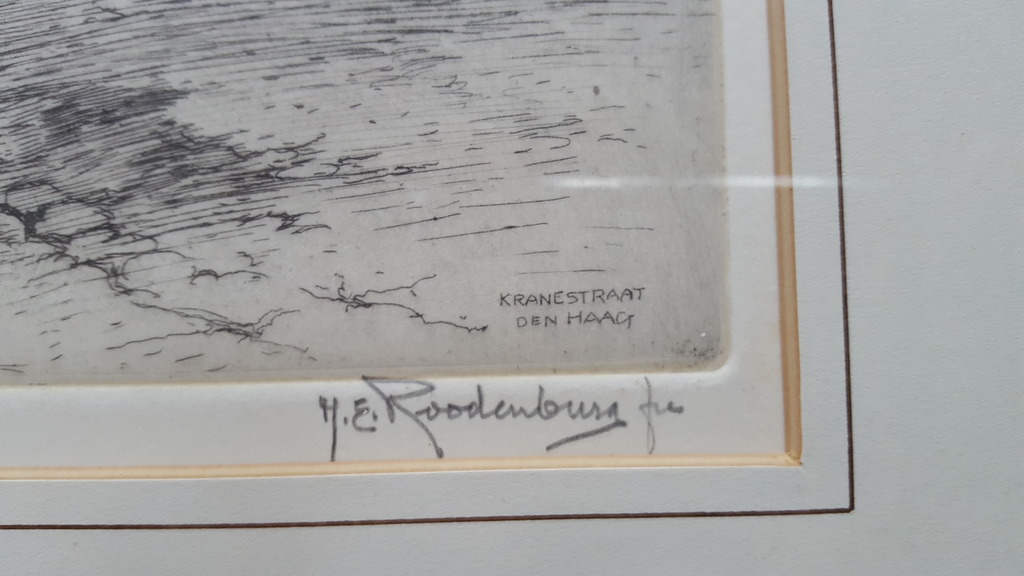H. Roodenburg - ets, Kranestraat den haag, handgesigneerd kopen? Bied vanaf 59!
