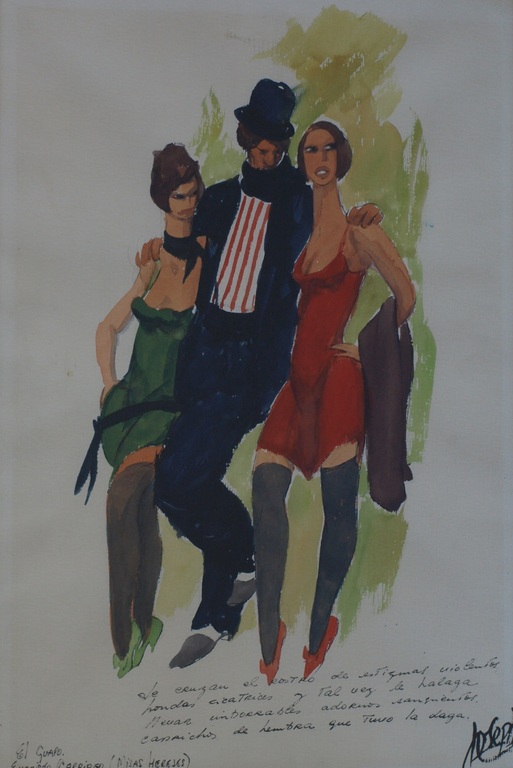 Argentijnse kunstenaar : Gouache , Tango 2 - gesigneerd & ingelijst -74 x 56 cm kopen? Bied vanaf 1!