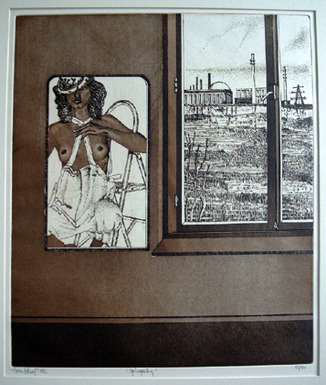 Dick ten Haaf, ets, Spiegeling, 1982 kopen? Bied vanaf 40!