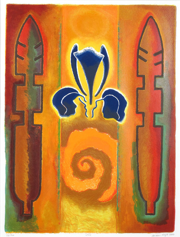 JAN van DELFT  Gr Zeefdruk    IRIS  Handgesigneerd  verkocht voor € 35!