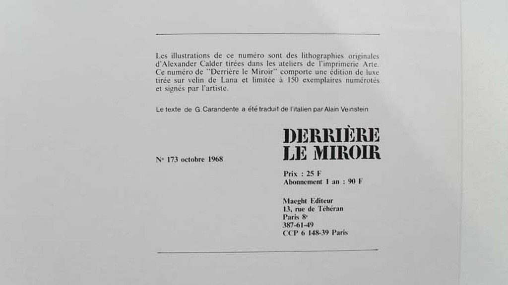 Alexander Calder- originele litho uit de Derriere le miroir nr.173/ 1968 kopen? Bied vanaf 95!