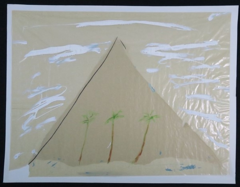 Elizabeth de Vaal: Collage op papier, Pyramid kopen? Bied vanaf 1!