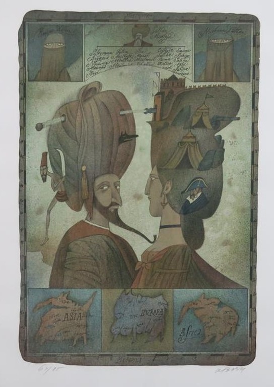 Adolf Born: Litho, Asia Europa Africa - Ingelijst kopen? Bied vanaf 100!