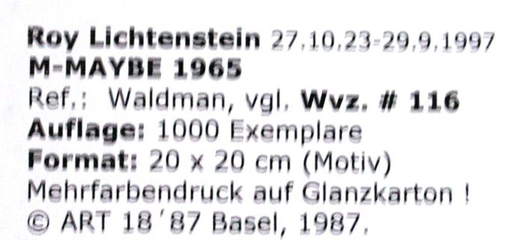 Roy Lichtenstein - 'M-Maybe' 1965 - oplage: 1000 kopen? Bied vanaf 75!