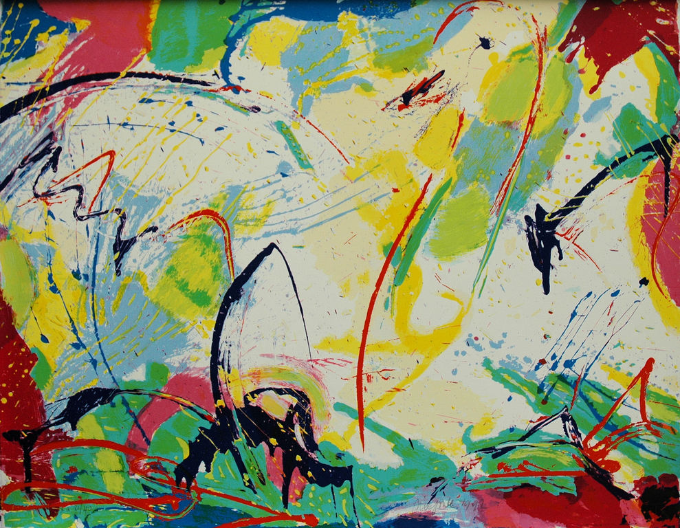 Nic Jonk - Zwaan - Gesigneerde zeefdruk - E/A - 1992 verkocht voor € 200!