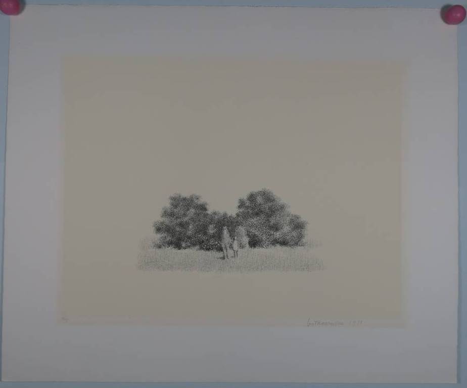 Metten Koornstra: Litho, Landschap met twee figuren kopen? Bied vanaf 50!