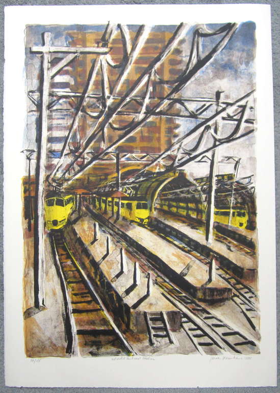Jeroen Hermkens, litho, Utrecht Centraal Station. kopen? Bied vanaf 50!