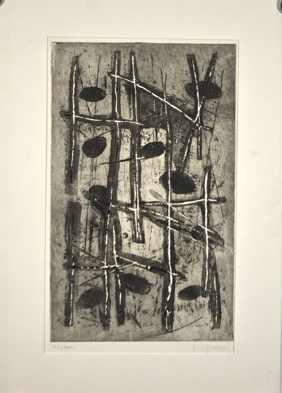 Jean Signovert: Ets/aquatint. Abstracte compositie kopen? Bied vanaf 35!