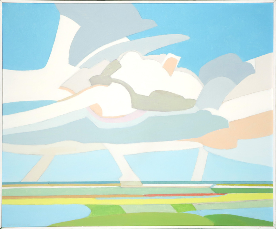 Paul Overhaus: Olieverf op doek, Polder - Ingelijst verkocht voor € 150!