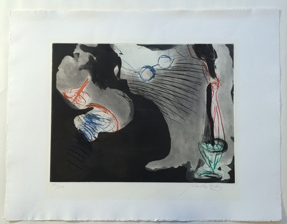 Ger Lataster, zonder titel (1989), kleuren ets - aquatint, hand gesigneerd  kopen? Bied vanaf 90!