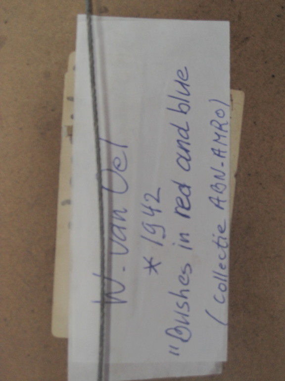 even opletten !  Walter van Oel * groot aquarel * Bushes in red & blue  kopen? Bied vanaf 1!