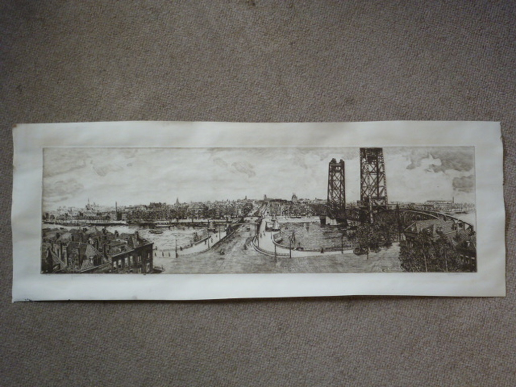 Frans de Groen - ets - Panorama Rotterdam kopen? Bied vanaf 35!