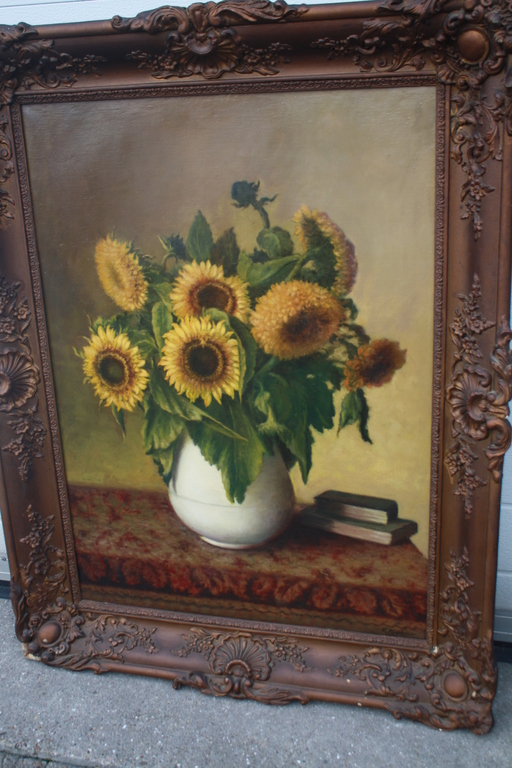 Groot bloemen schilderij ZONNEBLOEMEN door WILLEM RAAPHORST kopen? Bied vanaf 220!