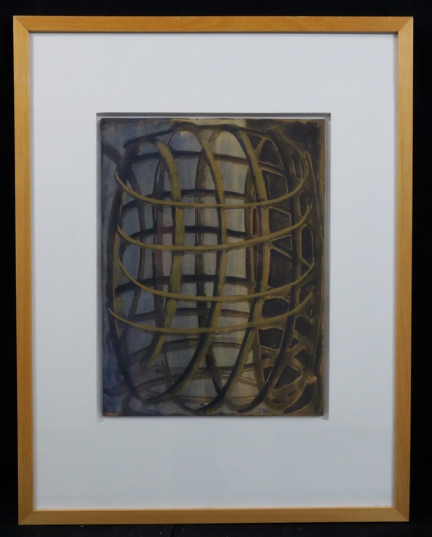 Rene Reynders: Eiertempera op doek, Zonder titel - Ingelijst verkocht voor € 35!