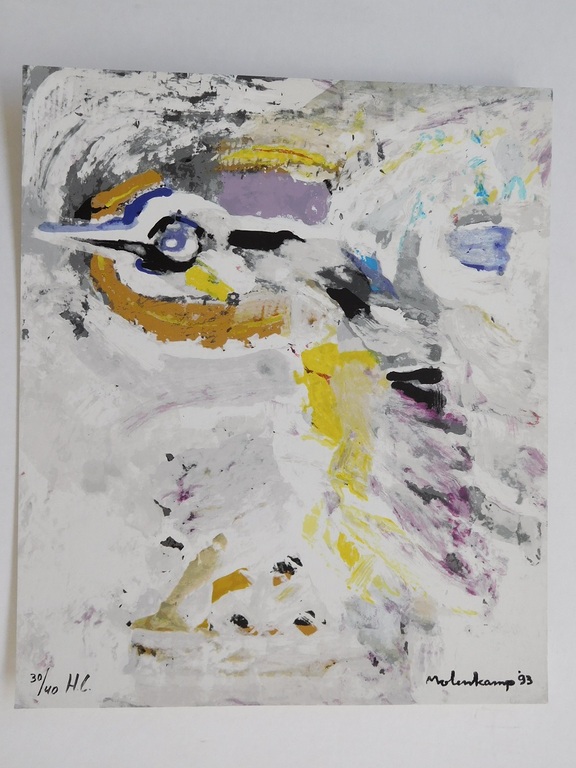 Nico Molenkamp, zeefdruk van een Vogel, 1993, HC 30/40 verkocht voor € 100!