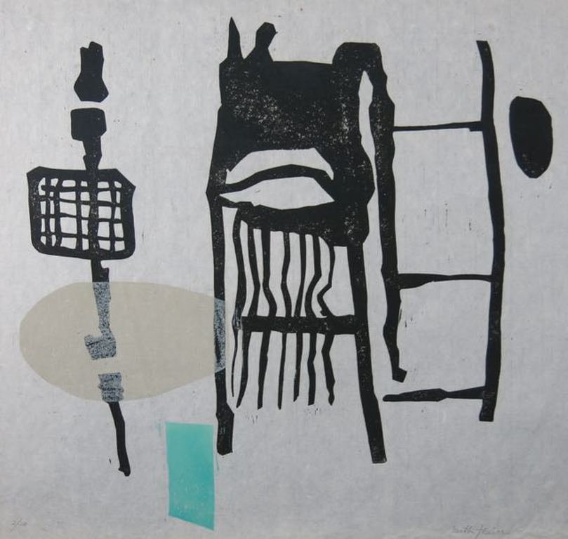 Ruth Fischer: Houtsnede, Abstract Interieur kopen? Bied vanaf 1!