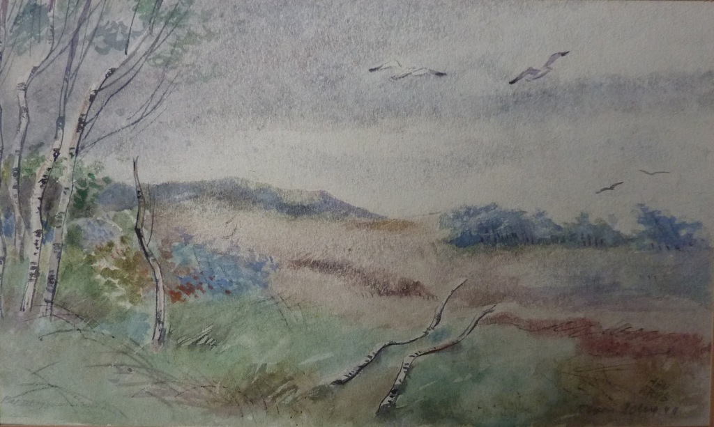 HAN KRUG aquarel "Regen" 1944 verkocht voor € 50!