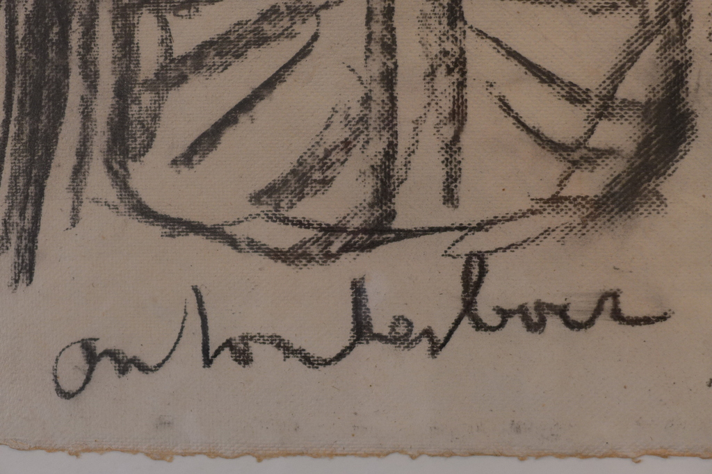 Anton Heyboer, Houtskool op zwaar papier,  Botters op het strand bij eb kopen? Bied vanaf 200!