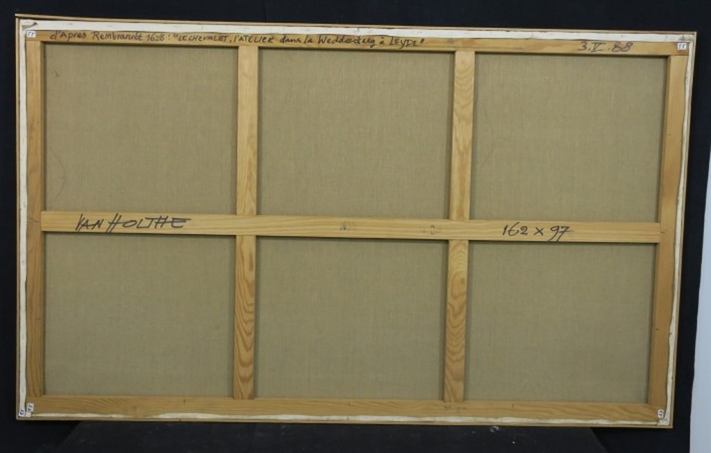 Jan van Holthe: Olieverf op doek, Atelier de Rembrandt - Ingelijst (Zeer groot) kopen? Bied vanaf 200!