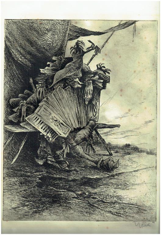 Onbekende Kunstenaar-Ets-accordeonspeler kopen? Bied vanaf 1!