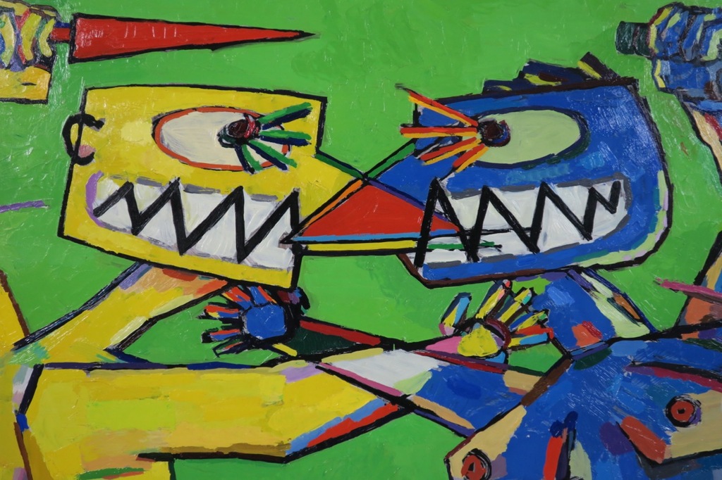 Jan van Holthe: Olieverf op doek, Twistend echtpaar - Ingelijst (Zeer groot) kopen? Bied vanaf 100!