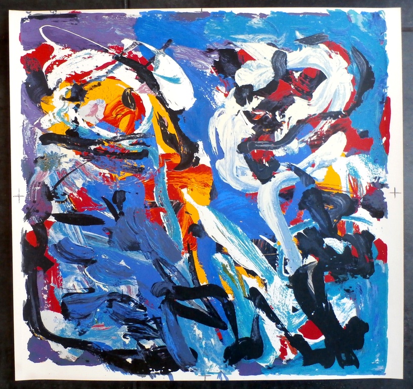 Karel Appel - zeefdruk: Spelend in blauw - 1977 kopen? Bied vanaf 275!