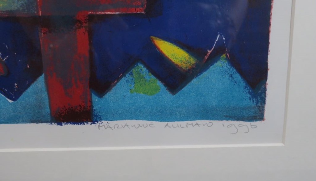 Marianne Aulman: Litho, Odysseus Schipbreuk II - Ingelijst kopen? Bied vanaf 20!