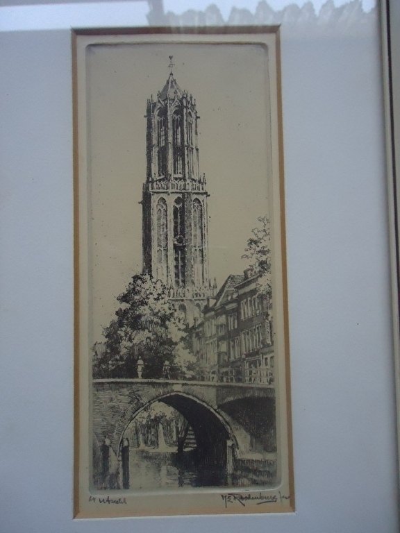 Lot van drie etsen H.E. Roodenburg (1895 - 1987) - Utrecht, Utrecht en Delft verkocht voor € 45!