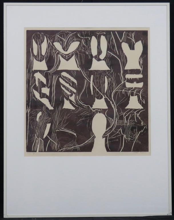 Marli Turion: Houtsnede, Zonder titel - Ingelijst kopen? Bied vanaf 20!