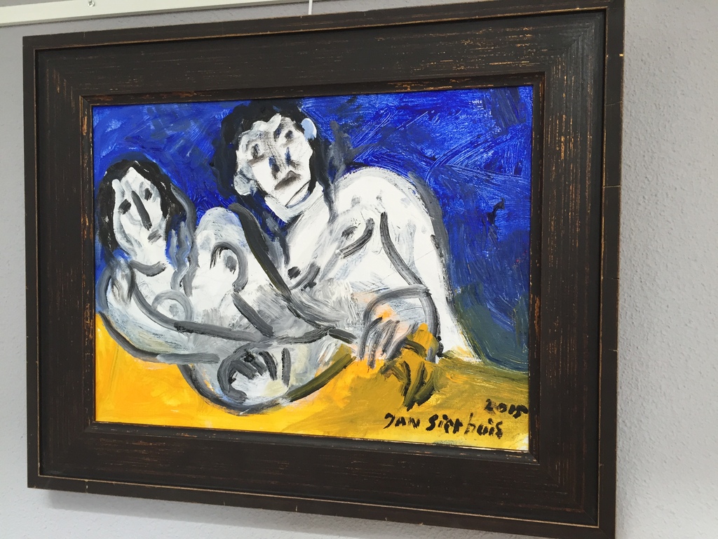 JAN SIERHUIS  acrylic op doek Titel: Echtpaar  2015 kopen? Bied vanaf 1!