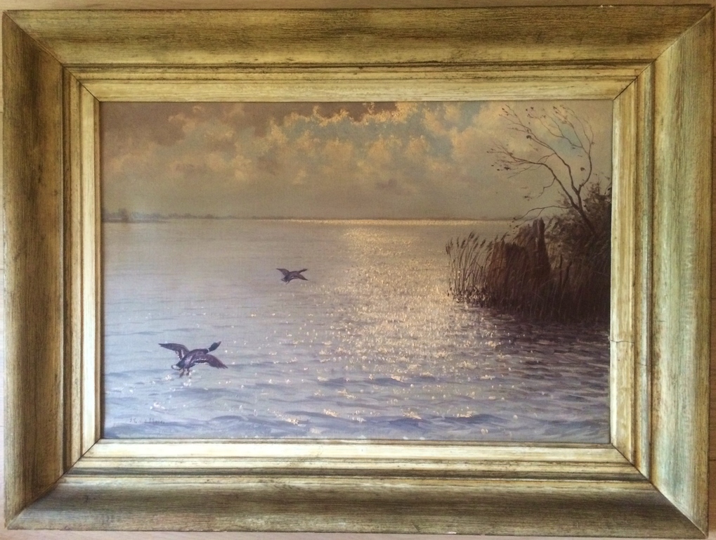 Jacobus Leonardus van der Meide - Schilderij (opvliegende eenden boven water) kopen? Bied vanaf 135!