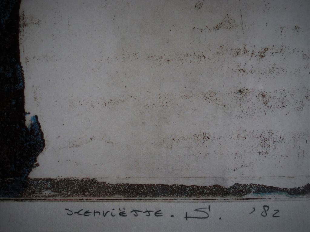 Boeiende handgekleurde Ets "Structuren in Steen" Bep.Oplage 1/12 gesigneerd  kopen? Bied vanaf 1!