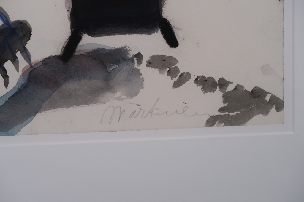 Anton Martineau: Gouache, Man beest en kachel - Ingelijst kopen? Bied vanaf 150!