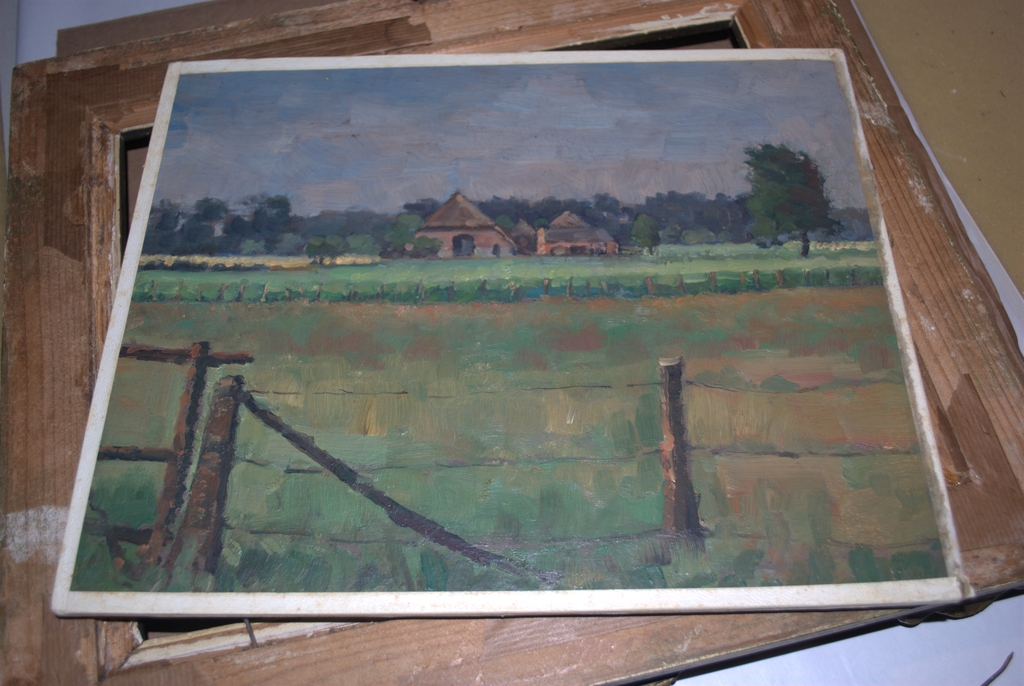 Boerderij bij Gorssel - olieverf op schilderskarton  kopen? Bied vanaf 35!