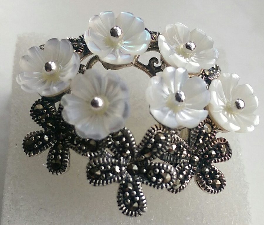 Zilveren ring met zoetwater parel en marcasiet-mt16  kopen? Bied vanaf 11!