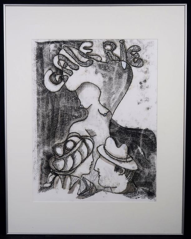 Franca Muller Jabusch: Acryl en krijt, Galerie verhaal - Ingelijst verkocht voor € 35!